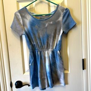 Blue and white romper, in between brand